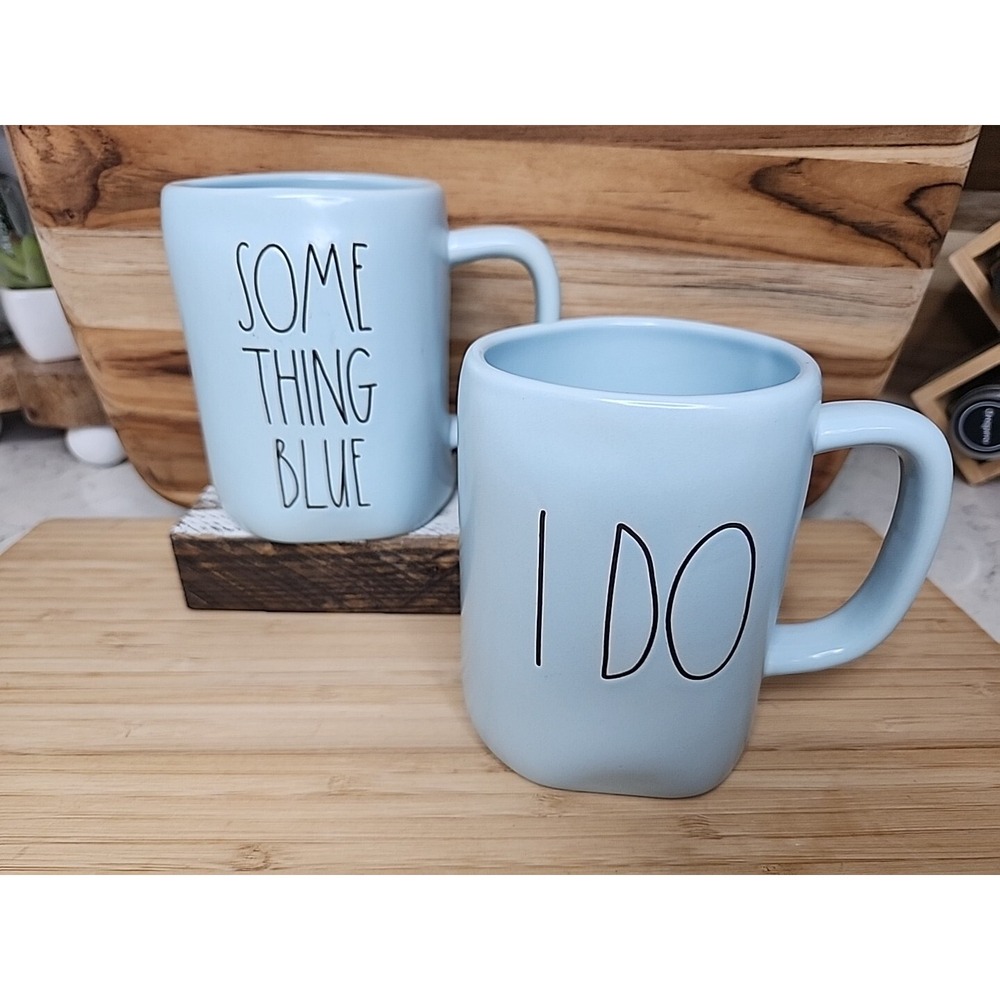 Rae Dunn I Do Something Blue Mugs Set of 2 Wedding Bridal Engagement Gift NWOB